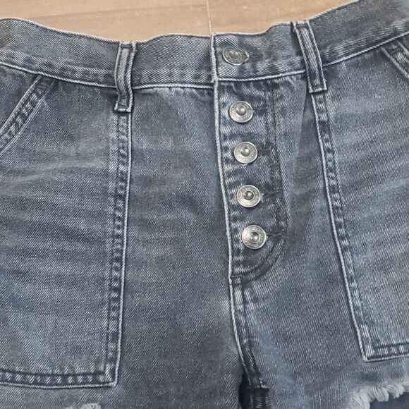 We The Free Black High Rise Button Fly Jesse Carpenter Jean Shorts 25 - Picture 7 of 7